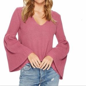 Free People Damsel Knit Rose Bell Sleeve Sweater Flare Sleeve Size XS